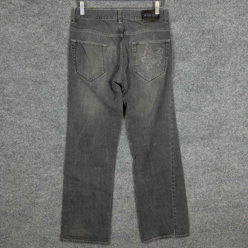 Zoo York Men's Jeans 30x30 Black Faded Straight Leg Denim Logo Grunge Skater Y2K